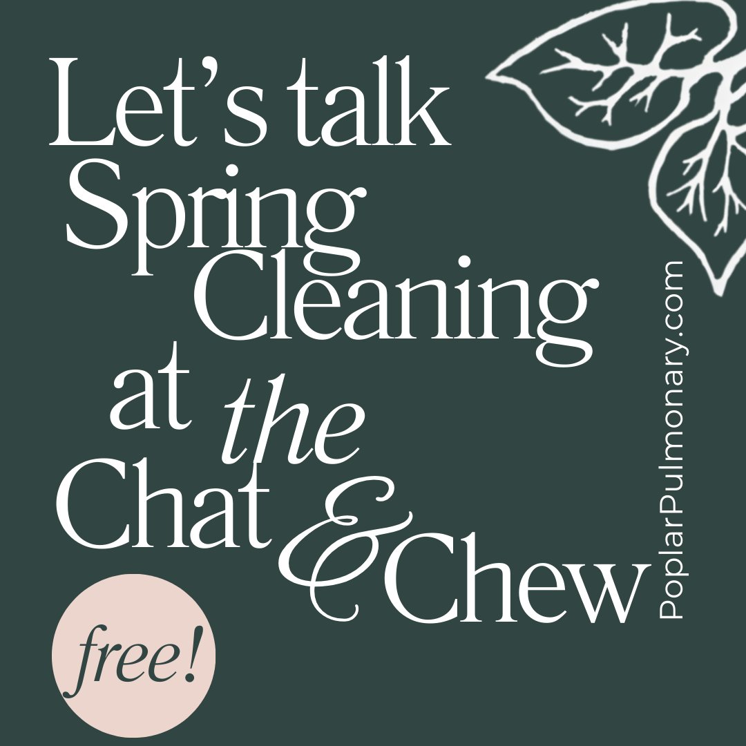 🌱 Join Today our Spring Cleaning Chat & Chew. Discover decluttering's power in reducing symptoms & boosting well-being. RSVP for this free event from 2- 3 pm PST. Let's spring into better health! 🌿 #LungHealth #SpringCleaning poplarpulmonary.com/events/spring-…