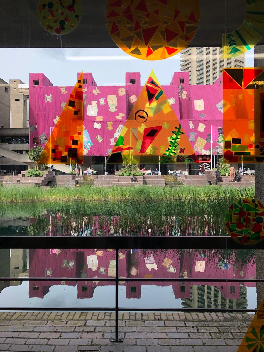 We’re very much enjoying our view of Ibrahim Mahama’s Purple Hibiscus across the water at @BarbicanCentre. A delicious pop of colour for the spring!