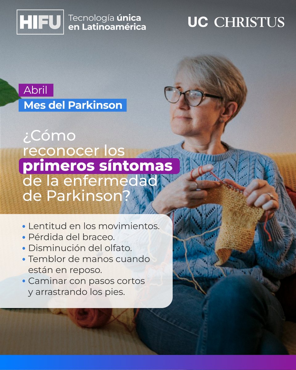 Aprende a reconocer los primeros síntomas de la enfermedad de Parkinson, la cual, aunque no tiene cura, hoy existen tratamientos altamente exitosos como Neuro HIFU. Tecnología única en Latinoamérica, disponible en UC CHRISTUS. #UCCHRISTUS #NeuroHIFU #MesDelParkinson #Parkinson