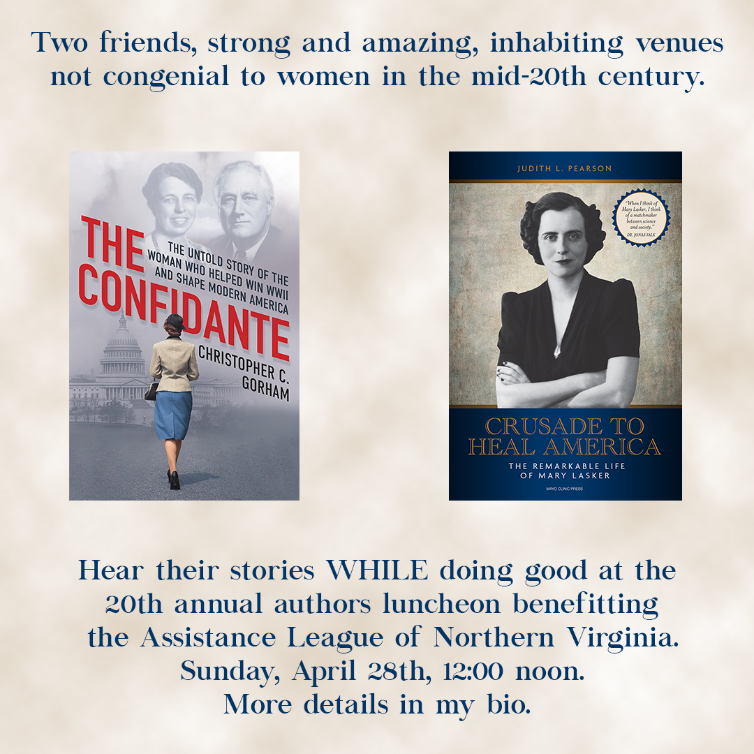 I can't wait to join fellow author Christopher Gorham to discuss our biographies of these amazing women. If you're in Northern Virginia, I hope you'll join us! #crusadetohealamerica #marylasker #biography