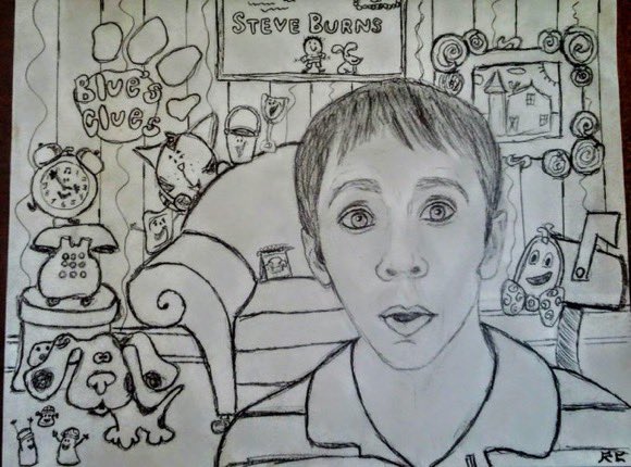 #ThrowbackThursday 
Fan Art I created of 
Steve Burns, Blue & friends from the children’s tv show 
Blue’s Clues
#bluesclues 🐾
#steveburns  🕵️ 
#ArtistOnTwitter 🧑‍🎨