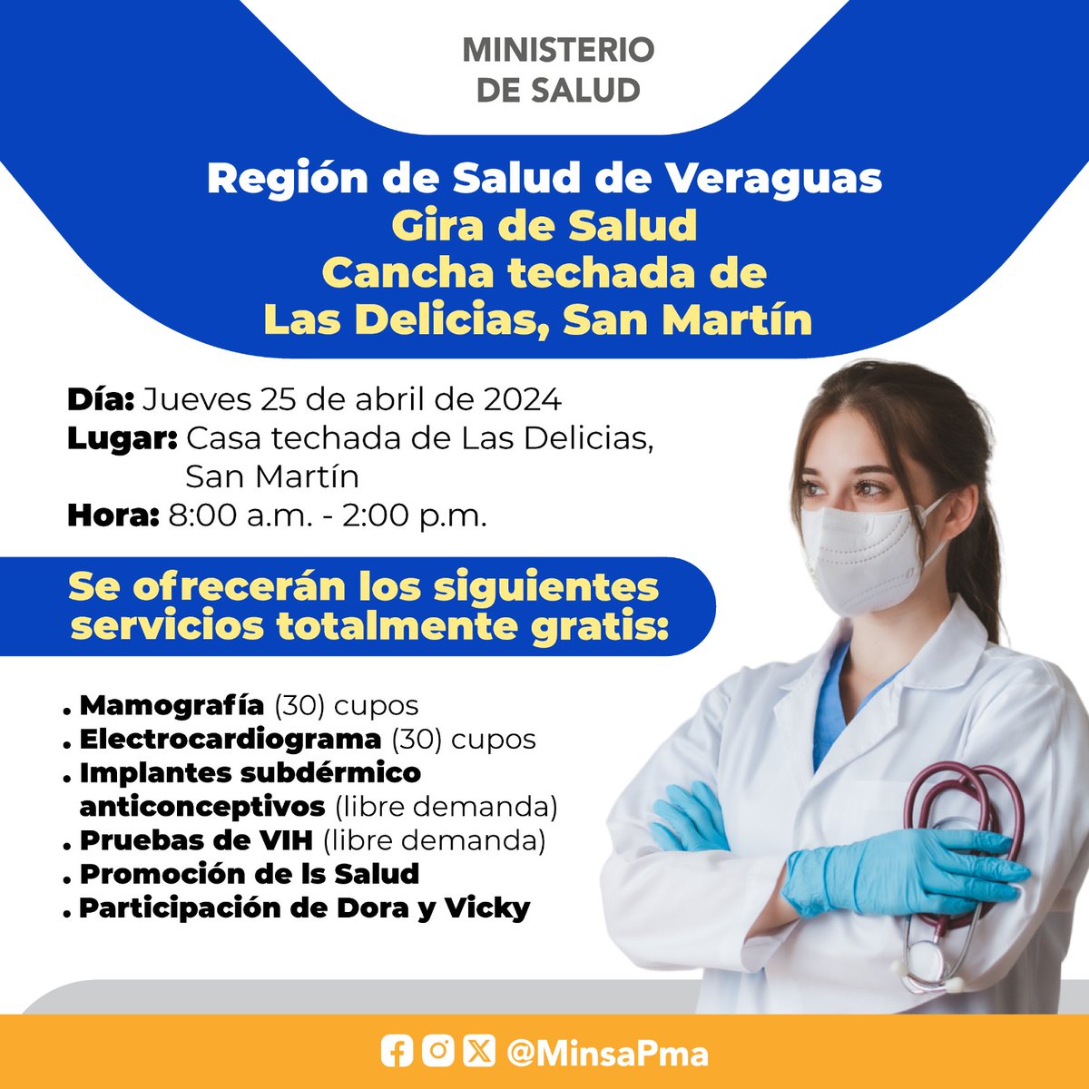 Participa de la Jornada de Salud, el 25 de abril, en San Martín, desde las 8:00 a.m., en donde ofreceremos diferentes servicios de salud totalmente gratis.