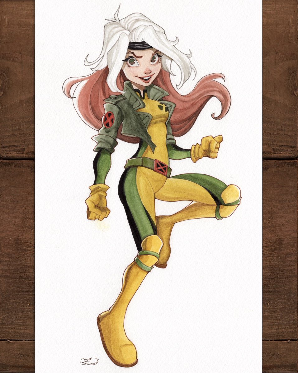 Rogue! Working on some originals to bring to NYC’s Comic Art Expo this Sunday! 😊 #watercolor #xmen97 #xmen