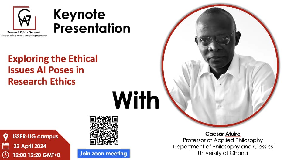 officialghsn's tweet photo. @atuire will be speaking at the GREN Conference happening at @UnivofGh on #Exploring the #EthicalIssue #AI Poses in #Research #Ethics https://t.co/rCnER8M3Sr