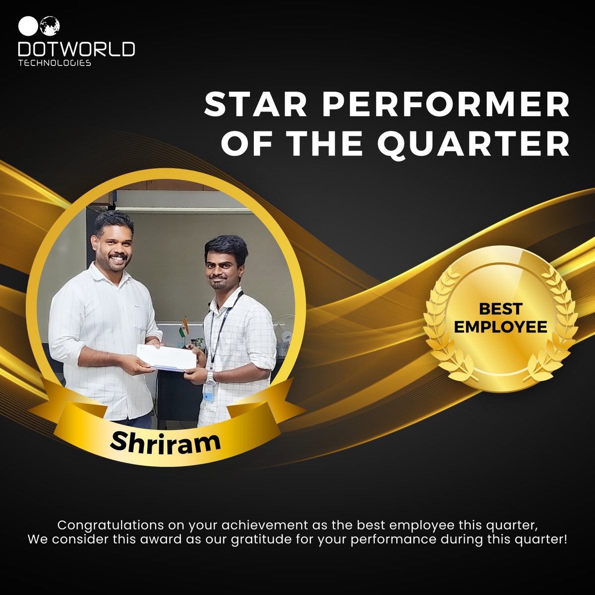 DotworldIndia's tweet photo. Celebrating Excellence! A huge shoutout to Best Performers for outstanding performance and dedication. Your hard work doesn’t go unnoticed! hashtag
#EmployeeOfTheMonth #TeamExcellence #dotworld #Startup #softwareDev #gamedev #robotics https://t.co/FVqkPUsKOO