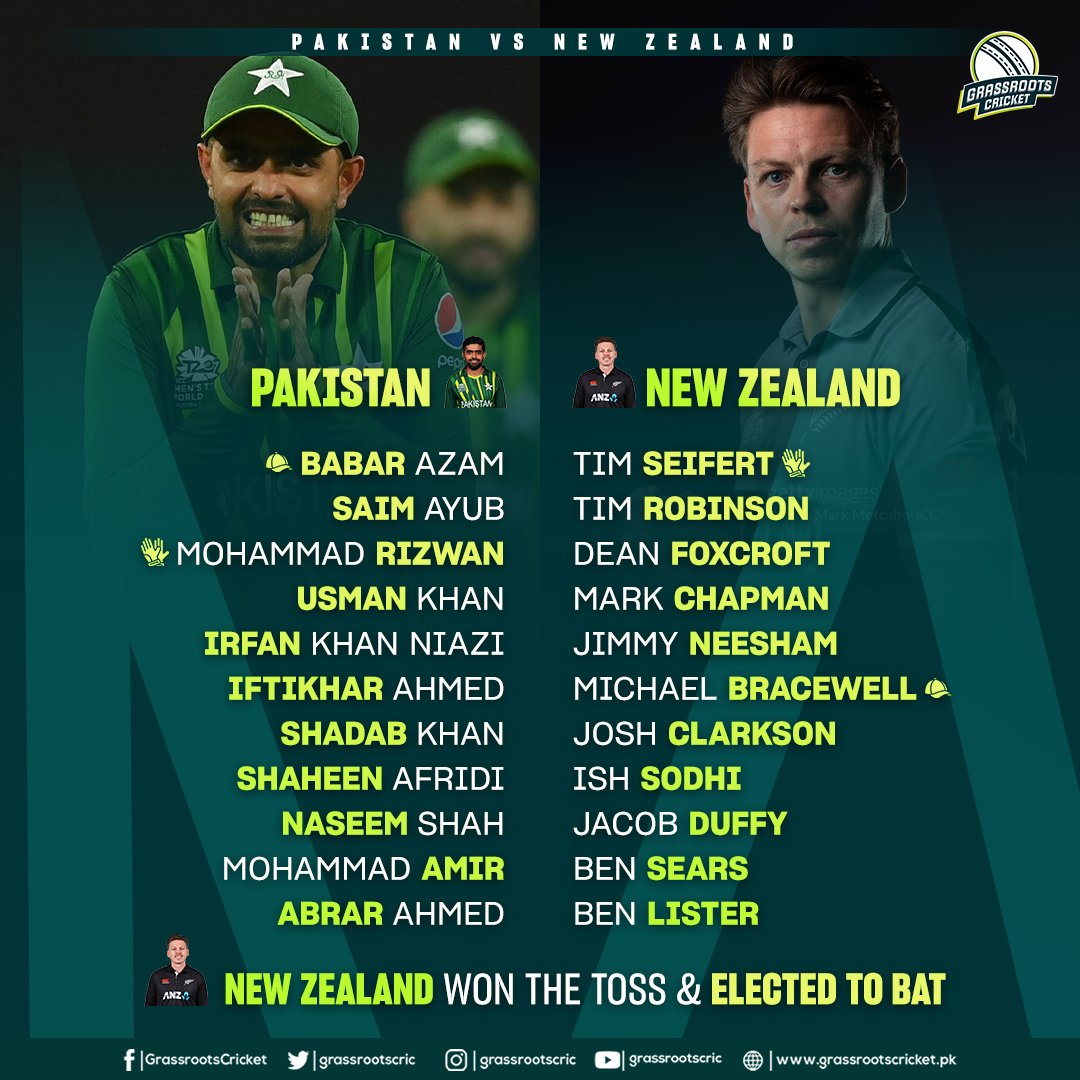 Three debutants for Pakistan in the 1st T20I – Usman Khan, Irfan Khan Niazi, and Abrar Ahmed.

#PAKvNZ | #PakistanCricket