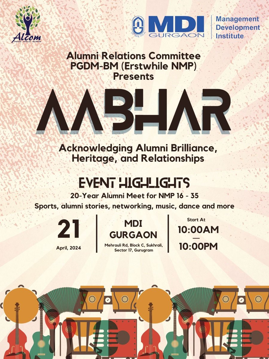 🎓 Celebrate legacy, Reconnect & reminisce! Join us at AABHAR, 20-Year Alumni Meet on April 21, 2024, exclusively for the prestigious NMP batch 16-35 at MDI. Sports, stories, and surprises await! RSVP now: Registration Form: lnkd.in/gB-AMD9B