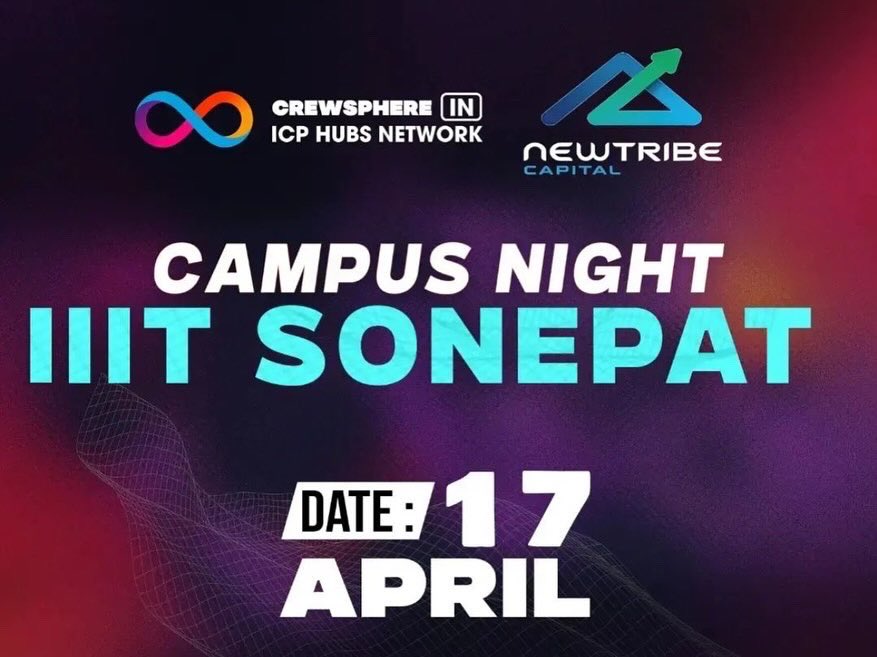 CSonepat21802's tweet photo. Innovating at the intersection of academia &amp; blockchain with Crewsphere ICP X IIITSonepat. Pioneering the future of blockchain culture. #BlockchainEducation #Innovation #icphubs https://t.co/28FJrE9jMf