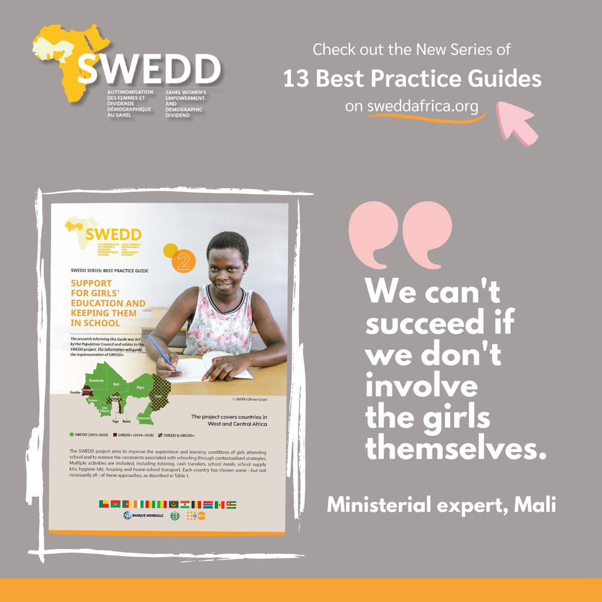 Explore Brief 2 to understand the crucial importance of the commitment of all members of society, particularly religious leaders and young girls, in ensuring that girls and teenage girls attend school.
👉🏿sweddafrica.org 
<a href="/NafissatouDiop/">Nafissatou Jocelyne Diop</a> 
<a href="/WorldBankAfrica/">World Bank Africa</a>
#SWEDD