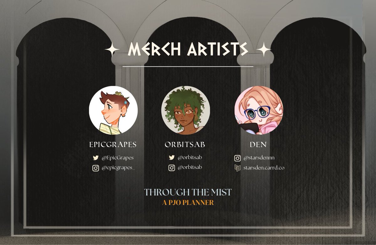 🔱 CONTRIBUTOR LINEUP 🔱 Meet the creators who will be working on 'Through the Mist', a PJO planner! We can't wait for you to see what everyone has been working on. Check them out below!