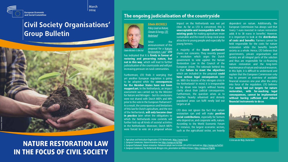 Every 1⃣euro invested in nature restoration 🟰 8 to 38 💶in benefits! ⚠️However, it is important to look at the distribution of costs/benefits. Farmers can't be solely responsible for #NatureRestorationLaw costs! Read @EHWJEMichiels @LTONederland, p. 6👉🏽europa.eu/!nCNkPX