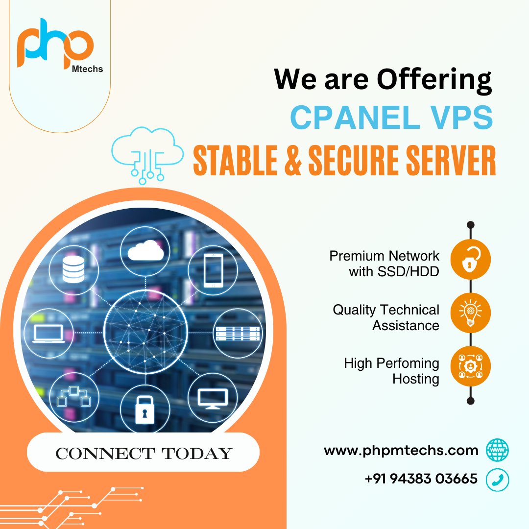 #PHPMtechs is your trusted destination for stable and secure VPS servers. Get Linux VPS Hosting on a Premium Network with SSD/HDD for High Performance. 
Call-94383 03665

#hostingserver #hostingservices #DedicatedServer #VPS #cloudserver #servers #webserver #cloudcomputing