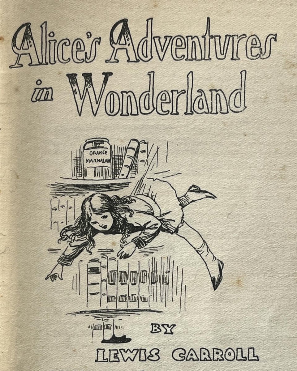 ‘Curiouser and curiouser’ This charming edition of Alice’s Adventures in Wonderland, illustrated by Gordon Robinson, was awarded to Eveline Kinsley by her teacher for 1st place in arithmetic, Nov 1916. 🦩