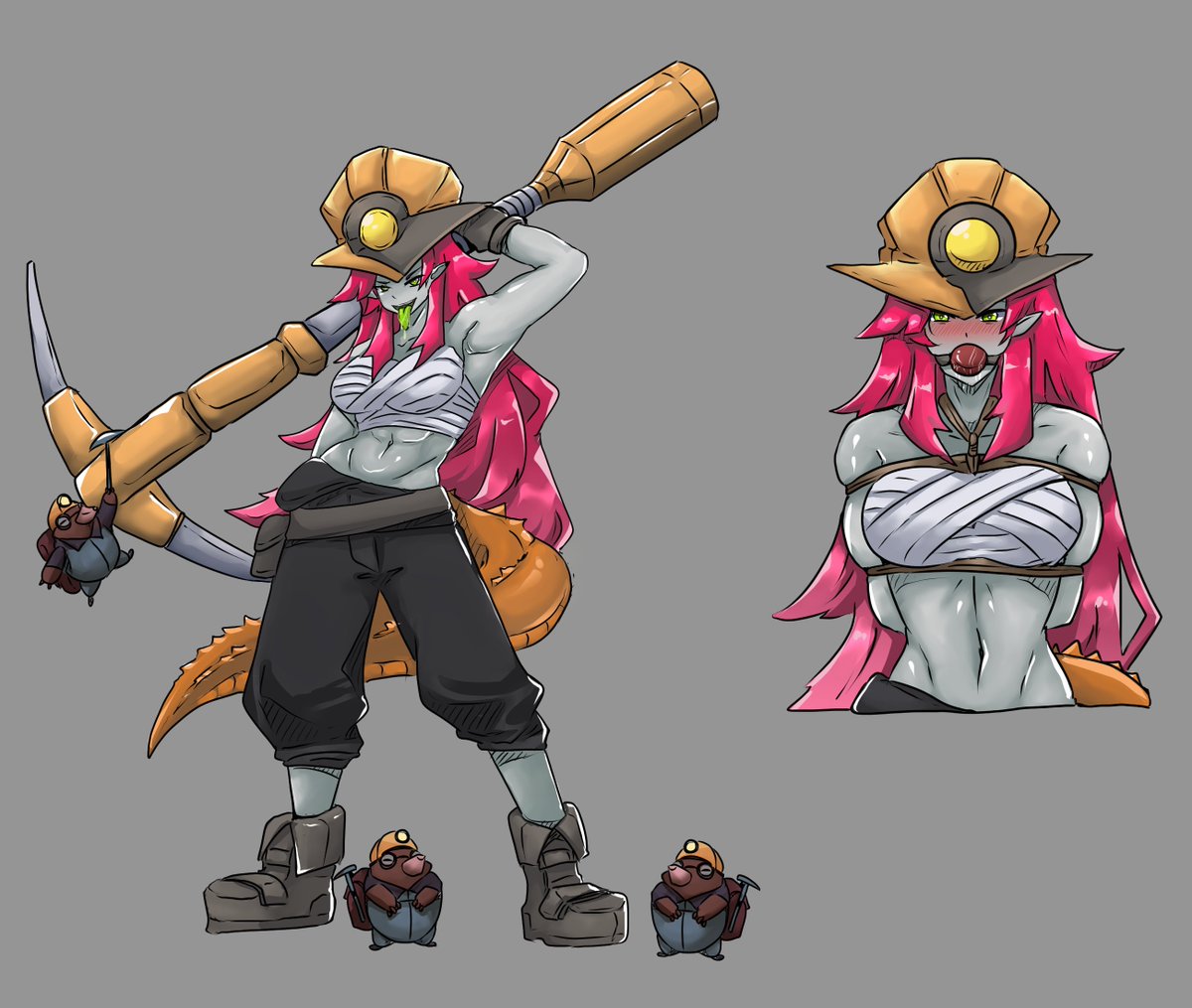 Another witch to the roster. Terra the crystalmancer witch. She melts and chews on rocks with her acidic tongue.
Credit goes to Alte-Rie.