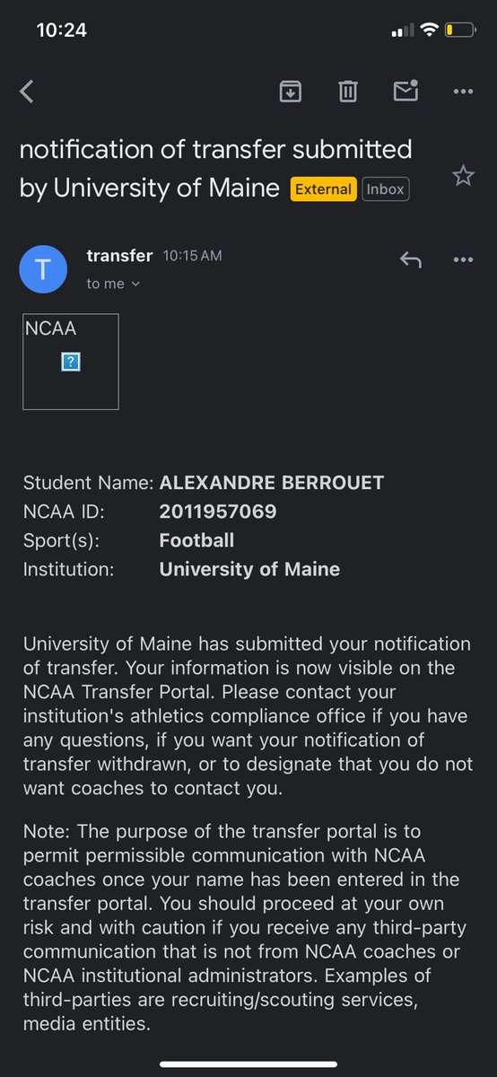 Thank you Umaine!💙

Officially in transfer portal with 2 years left!