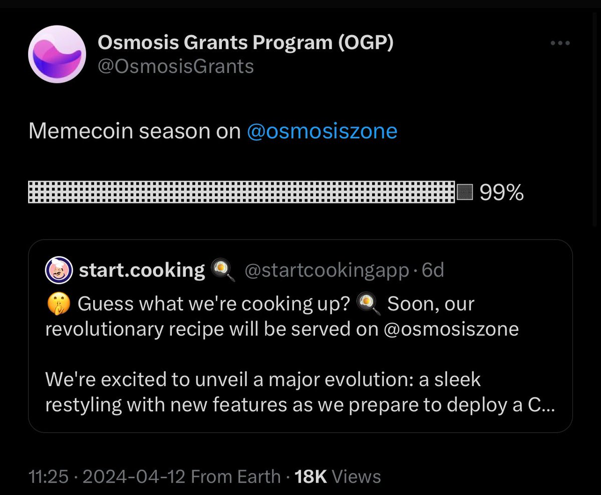 stakecito's tweet image. We&apos;ve received A LOT of questions about whether start.cooking/airdrop is legit or not. 

They are! They happen to be funded by @OsmosisGrants 🧪

Clock is ticking. 24 hours left to claim ⏰