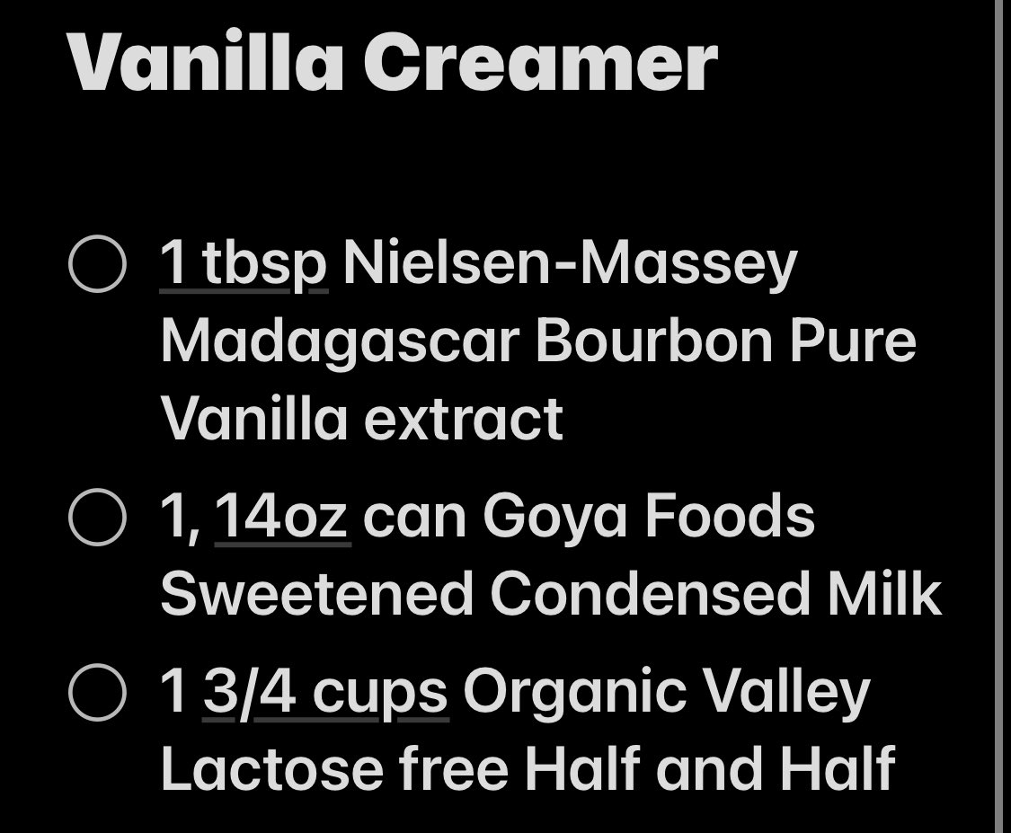 Lots of y’all start your day with a nice cup of coffee. Many use creamers which have a lot of additives that are hazardous like this one. Here is my simple vanilla creamer recipe. If you’d like to know how your creamer is, reply with the type and I’ll post the data for you!