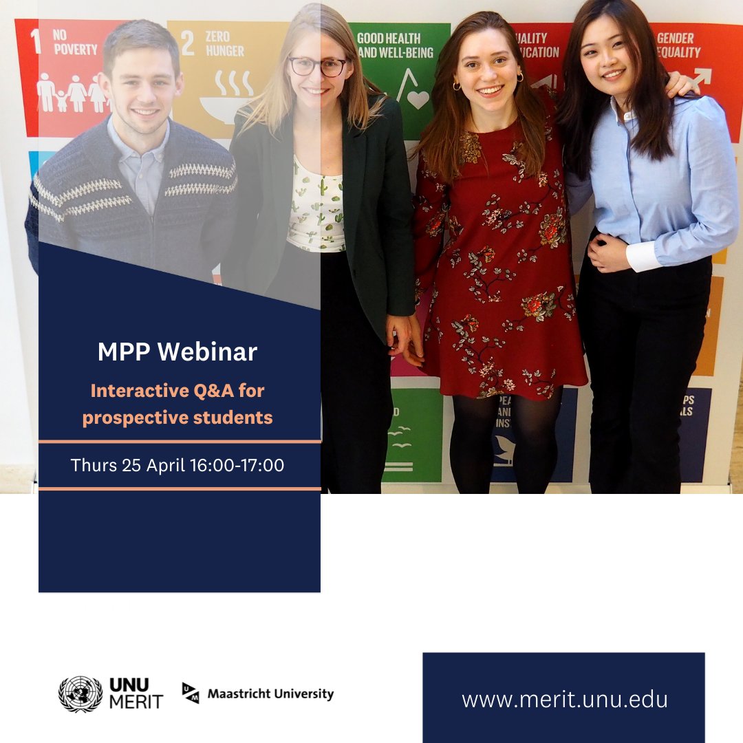 💡 Join the final online session on our MSc in Public Policy & Human Development! Have your questions answered and learn about the programme from our acting MPP Director, our Admissions Officer and our MPP Student Ambassador Lucas Boh. ➡️Register here: rb.gy/cqb5kk