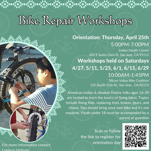 IHCSanJose's tweet image. 🚲 Ready to take your bike maintenance skills to the next level? Join our monthly workshops tailored for ages 16-24!

Register Here: bit.ly/IHCSCV-YBRW1

#SiliconValleyBikeCoalition #BikeWorkshop #IHCSanJose #AmericanIndian #AlaskanNative #EmpowerYouth #IndianHealth