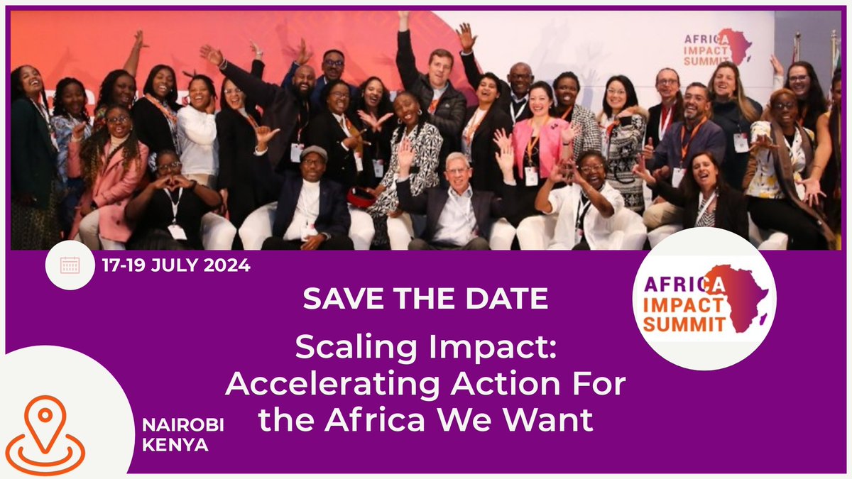 We're excited about the 2024 Africa Impact Summit, taking place in Nairobi!  
Amplifying opportunities for investors and entrepreneurs to make an impact in Africa - from financing infrastructure to strengthening healthcare systems.  
africaimpactsummit.org  #africaimpactsummit