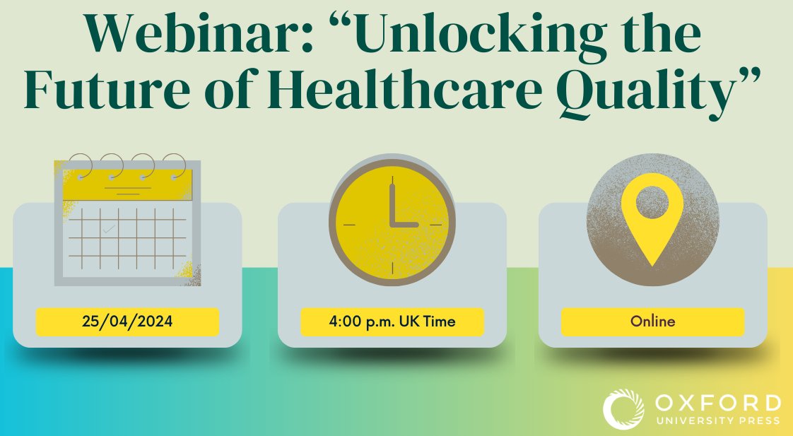 Join this webinar on April 25 at 4:00pm BST to explore healthcare quality's future. Discover insights on implementation, stakeholder engagement, systemic intricacies, and economic equity using the Oxford Professional Practice Handbook. Register now: bit.ly/3vZs2Vi