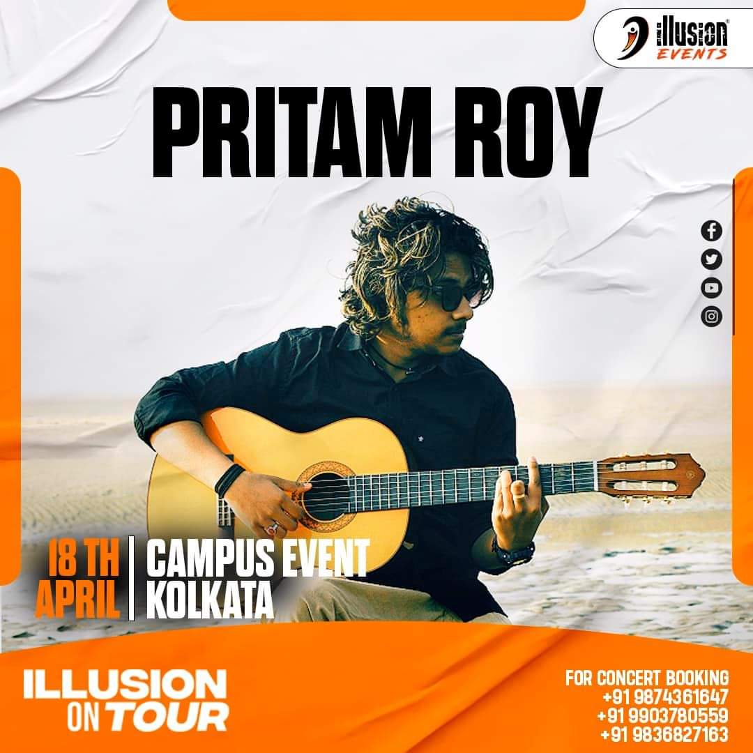 Pritam Roy will be performing live tonight at Kolkata for a Campus event!

#illusionevents #pritamroylive #liveconcert #artistmanagement #CampusGig