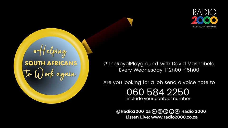 [Previously] JOB OPPORTUNITIES | #TheRoyalPlaygroundwith David Mashabela #HelpingSouthAfricansToWorkAgain kindly follow link below: facebook.com/radio2000za/po…