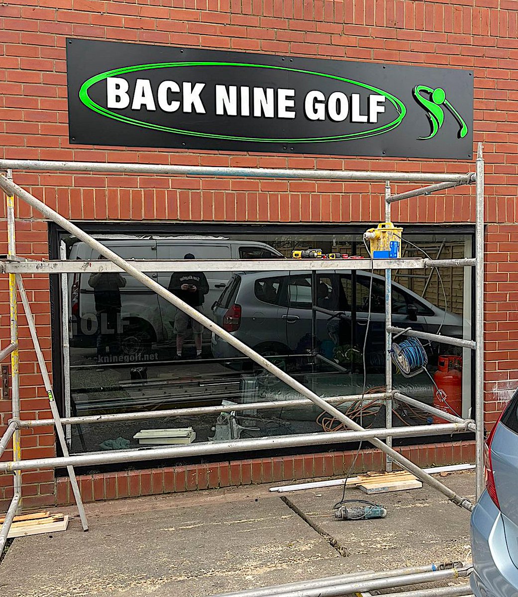 The signage has gone up today at Back Nine Golf in Otley ahead of the official opening on Friday, May 3rd. You can book ahead at backninegolf.net for either of our Trackman golf simulators, interactive darts lanes or pool table. 
#indoorgolf #golfsimulator #darts #Pool