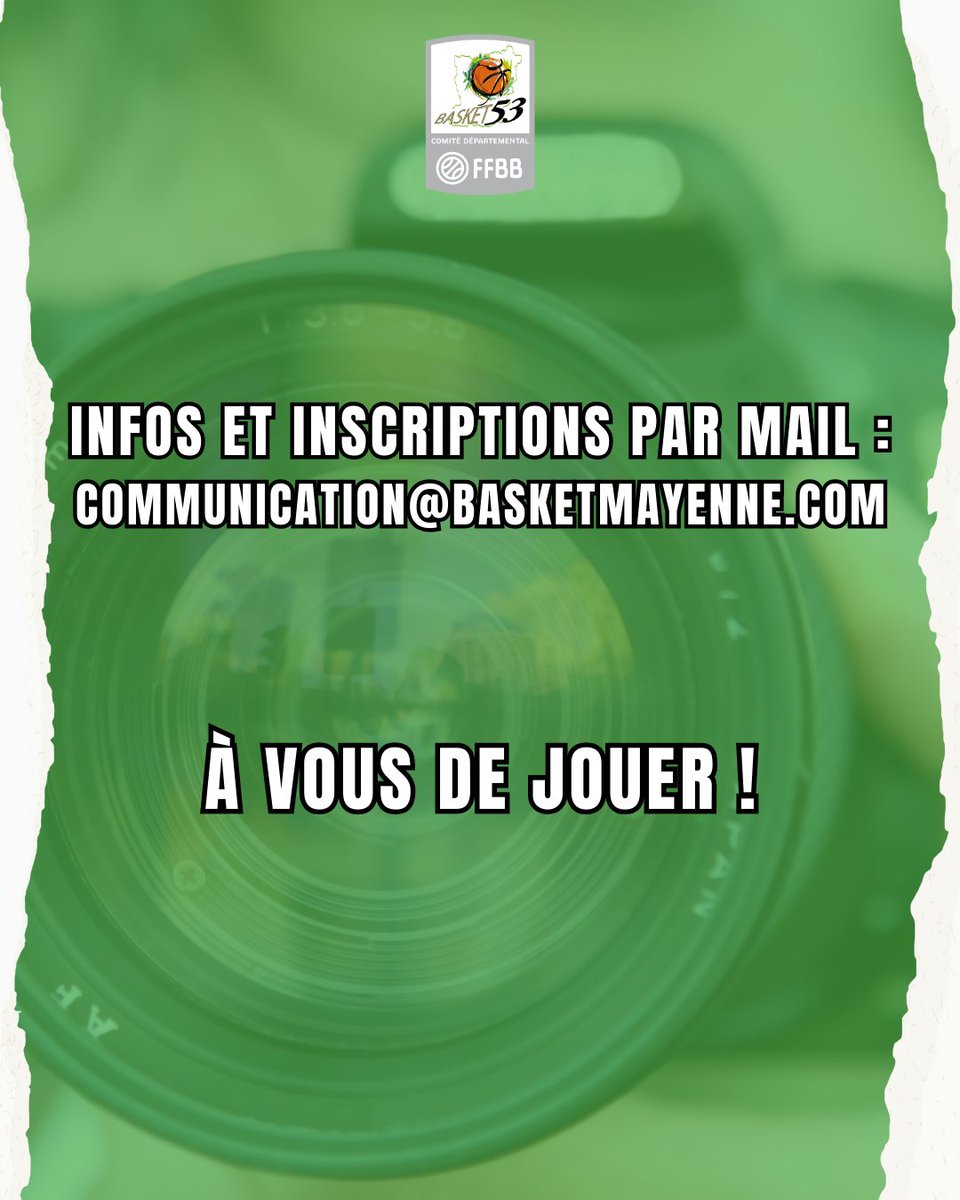 C'est l'heure de nous montrer tes talents de photographe !📸

le Comité organise un concours photo sur l'ensemble de la fin de saison !

Le ou la gagnante remportera la possibilité d'exposer ses photos

 Envoie nous un mail (communication@basketmayenne.com) pour t'inscrire😉