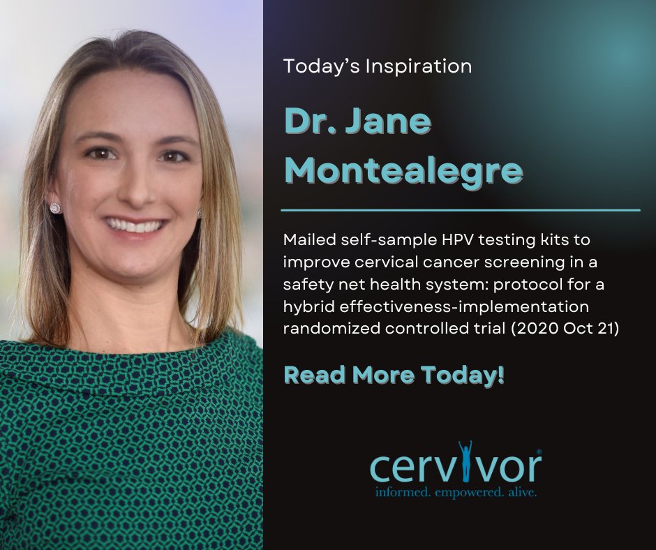 IamCervivor's tweet image. Dr. Jane Montealegre, @bcmhouston, led a study showing that mailed at-home #SelfSampling for #HPV testing significantly increases #CervicalCancer screening participation. Let's continue research and expanding access for all: pubmed.ncbi.nlm.nih.gov/33087164/. #Cervivor