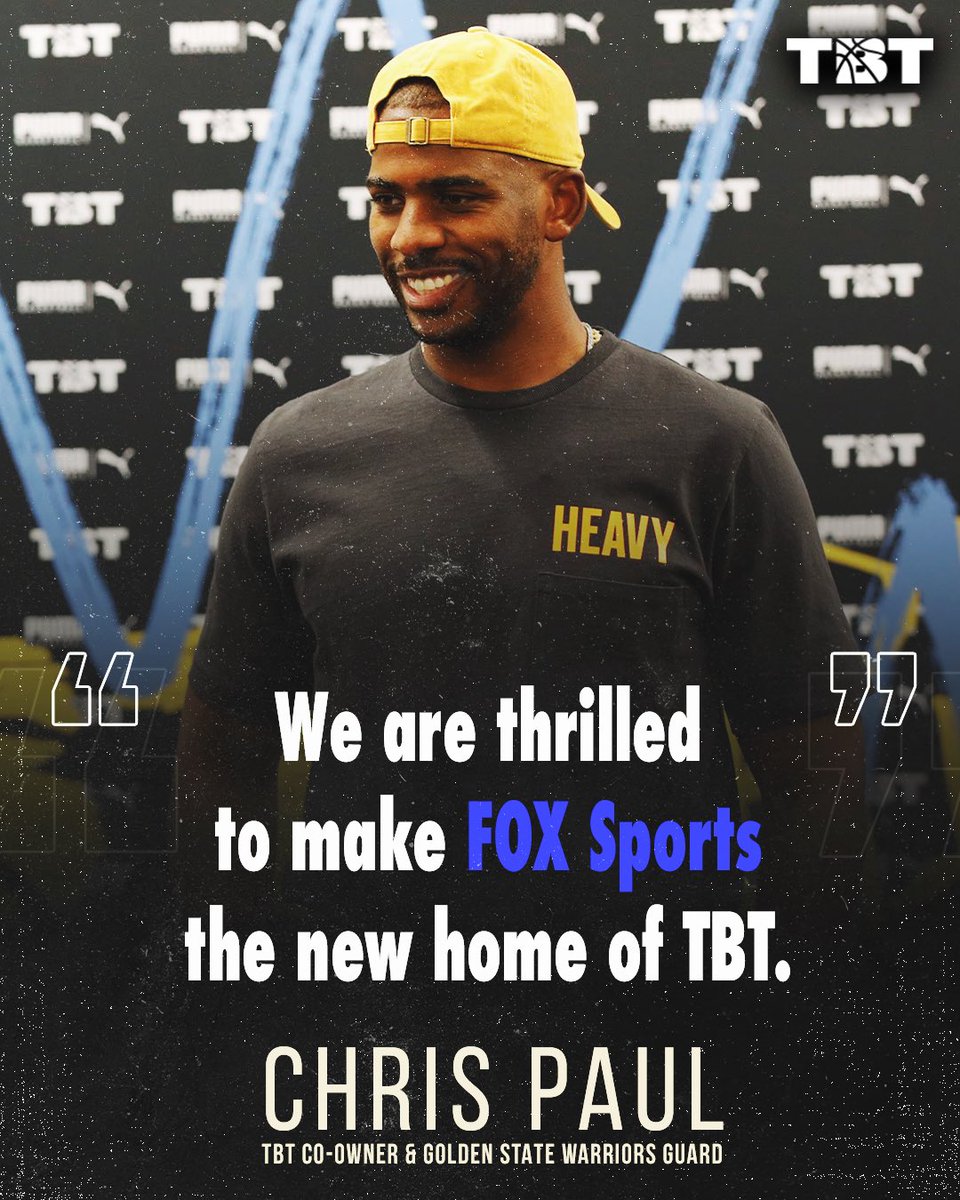 Here’s what TBT co-owner and Golden State Warriors guard, @CP3, had to say about the TBT x FOX deal: “We are thrilled to make FOX Sports the new home of TBT. The event has experienced tremendous growth these past few years and this agreement will take it to new heights. With a…