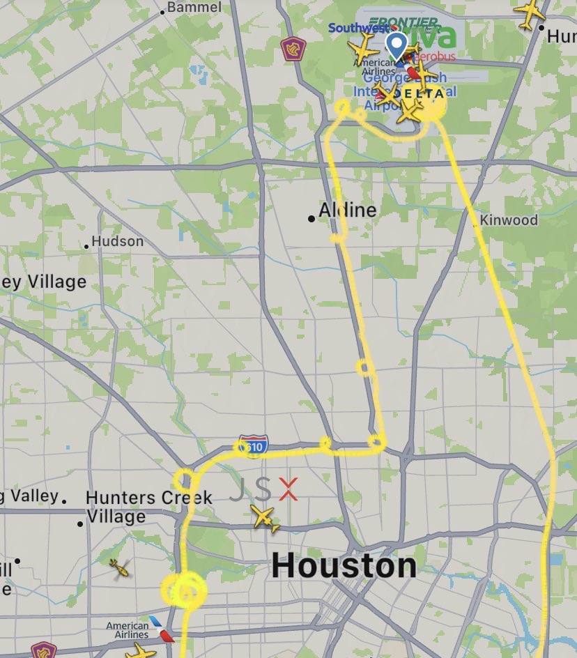 HPD scout helicopter provided overview for Iraqi 🇮🇶 PM from @iah to San Felipe - 610 area #hounews