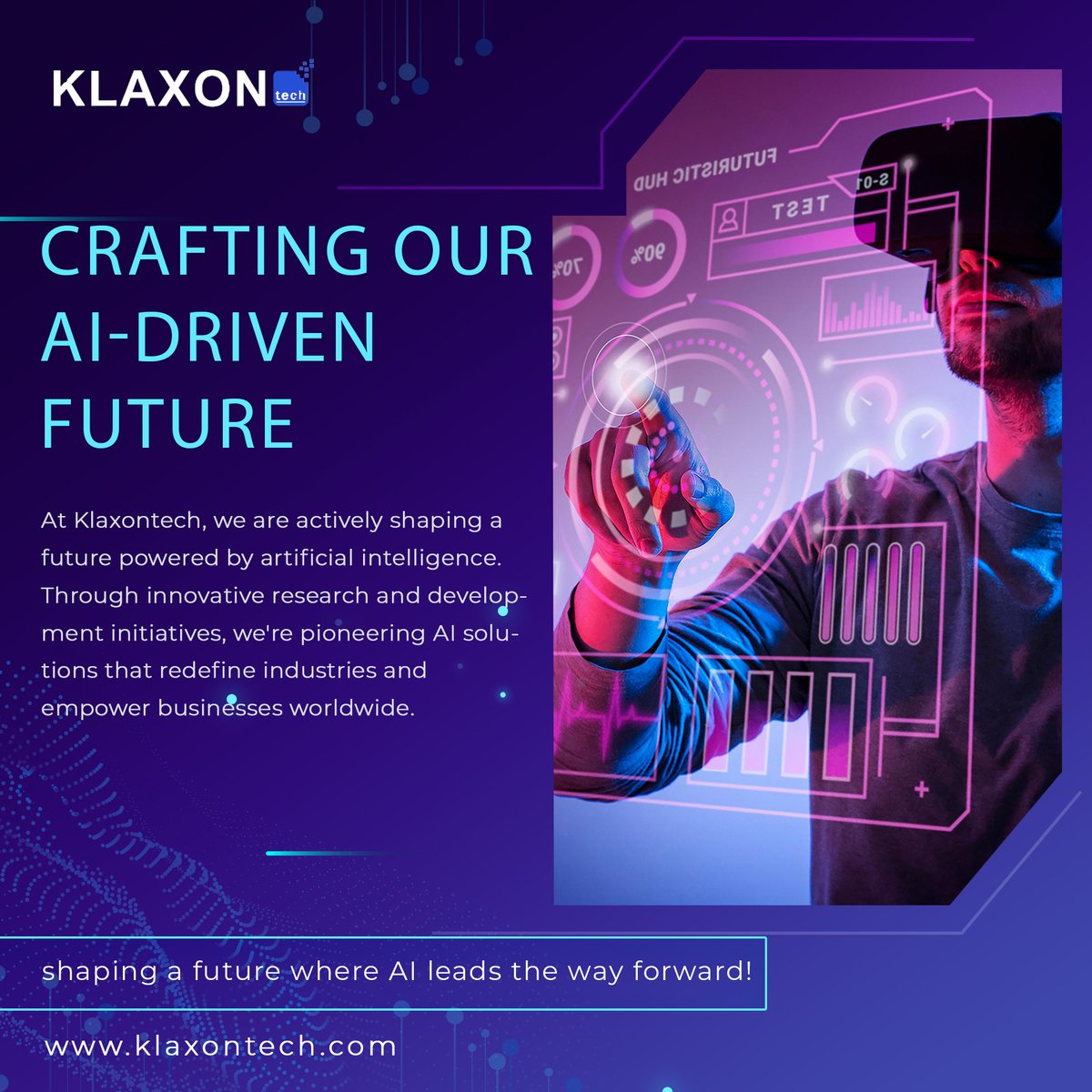 Join us in crafting our AI-driven future with Klaxontech! Explore more about our innovative AI solutions and initiatives at klaxontech.com
Let's shape a brighter tomorrow together! 
🤖✨ #AIFuture #Innovation #Klaxontech