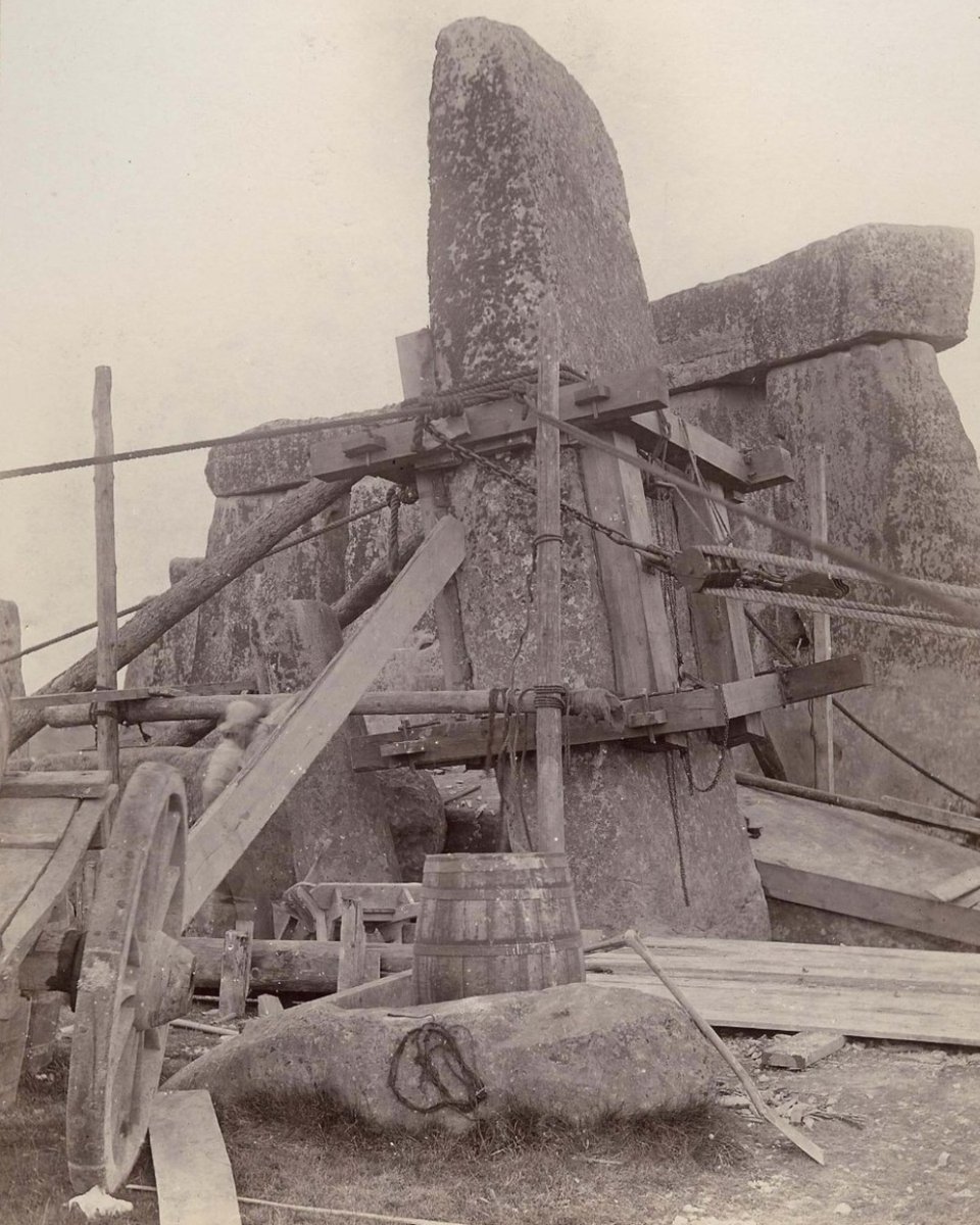 Do you recognise the world famous monument in this photo? It's Stonehenge! This photo most likely records some of the works & excavations headed by Prof William Gowland FSA, when he was appointed by the Society to undertake archaeological supervision for planned restorations.