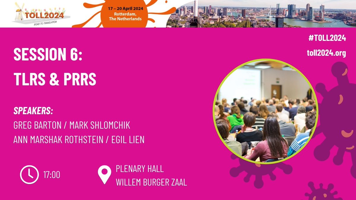 TOLLconference's tweet photo. The Last session of the day at #TOLL2024 starts at 17:00. 

Join us for session 6 in the Plenary Hall!

#InnateImmunity https://t.co/pLoW7gPVbM