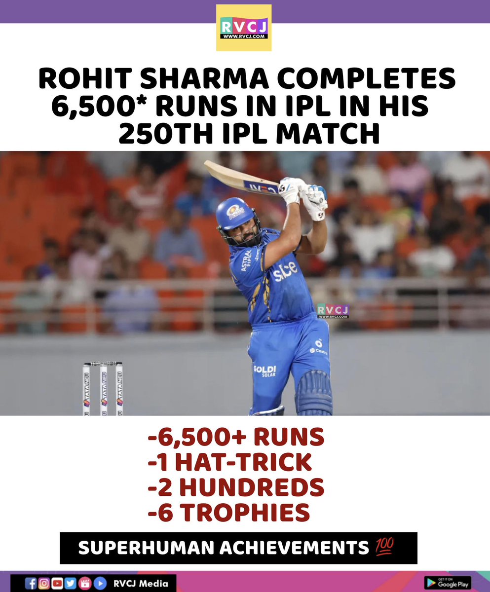 RVCJ_FB's tweet photo. Rohit Sharma completes 6,500* IPL Runs 🔥🐐 https://t.co/eaXLduhTkU