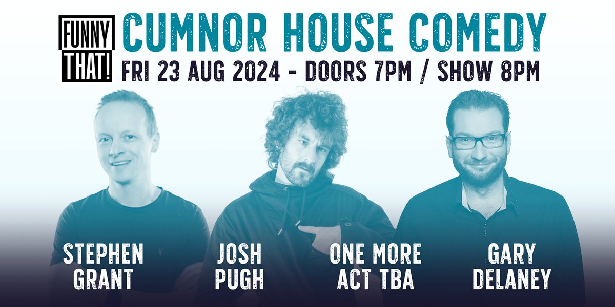 Stephen Grant presents a BRAND NEW comedy night at the fantastic Cumnor House Theatre in Haywards Heath!!

With one liner legend Gary Delaney and viral sensation Josh Pugh, & with one more top act STILL TO COME, this gig will be ace!!

#NewVenue #Sussex #Comedy #HaywardsHeath