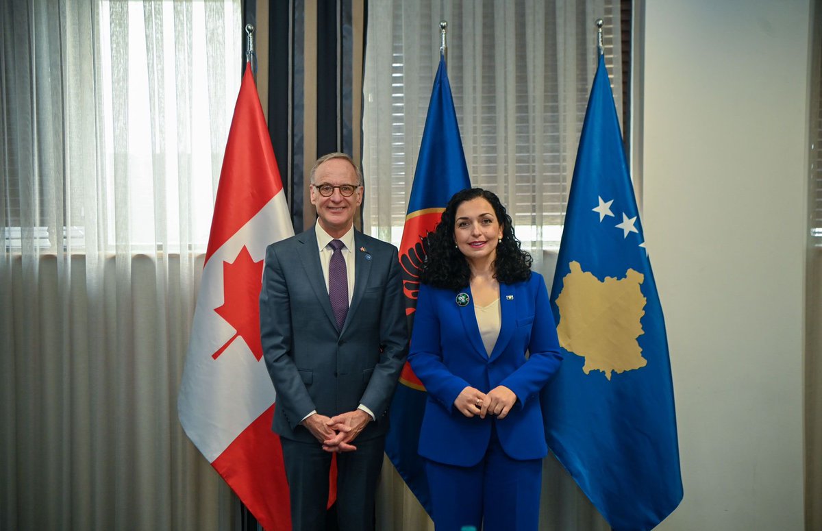 Canada and Kosovo are long time friends and allies. During his meeting with @VjosaOsmaniPRKS, Parliamentary Secretary Oliphant reiterated Canada’s unwavering support of Kosovo’s territorial integrity, human rights, and democratic future.