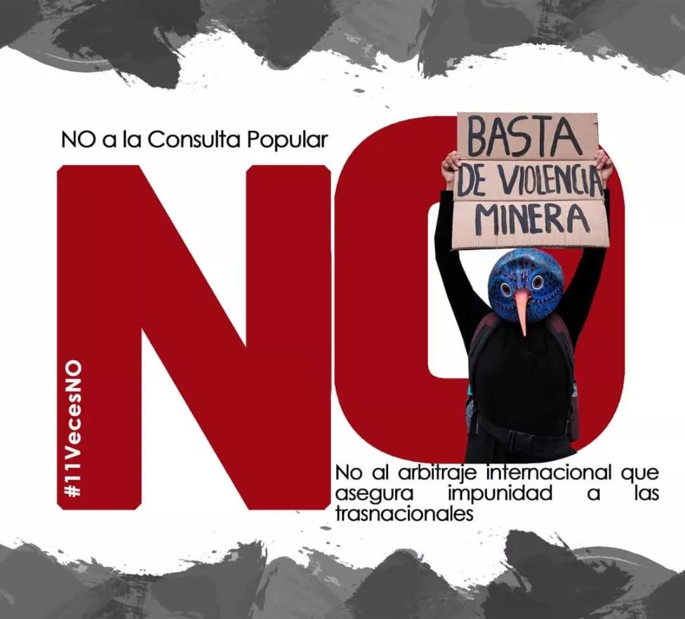 🔺#11VecesNO | La #ConsultaPopular de Noboa tiene el objetivo de proteger los intereses de las empresas mineras y petroleras a través de 'Arbitrajes Internacionales'. Esto permite que las empresas evadan la justicia ecuatoriana, incumplan sentencias y violen derechos.