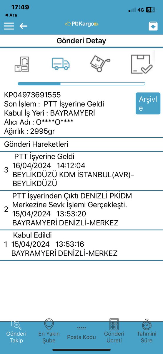 OOrsal's tweet photo. @PTTKurumsal 1 günde Denizliden İstanbul a gelmiş ama 2 gündür teslimat şubesinden çıkamamış paket https://t.co/6zjb6lfafq