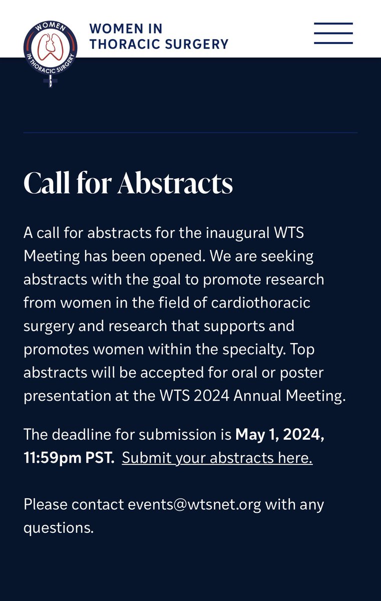 Do you have research you’ve been looking to share!? Submit your abstracts to the Inaugural @WomenInThoracic Annual meeting!! Deadline May 1st