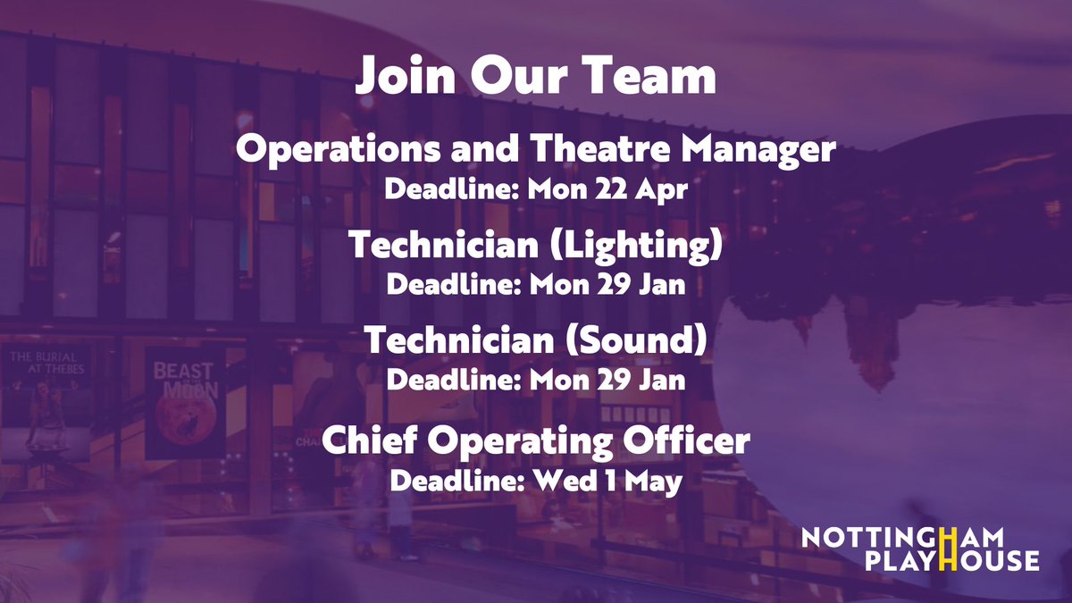 ⭐️WE ARE HIRING⭐️ We are recruiting for the following exciting roles: -Operations and Theatre Manager -Technician (Lighting) -Technician (Sound) -Chief Operating Officer Find out more here: bit.ly/NPJobOpp