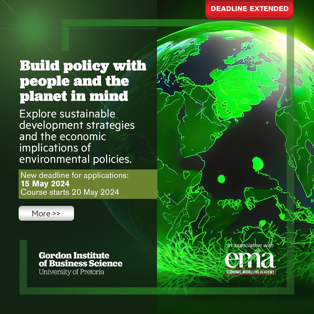 economic_EMA's tweet photo. The climate crisis is omnipresent - how can we prepare? 🌱🌍 The answer lies in modelling.

Use forecasting and economic insights to make better decisions &amp; get prepared for the energy transition.

See our 🆕 Green Economy Modelling course with @GIBS_SA ↘️ https://t.co/TvjMZ3UQQZ https://t.co/LJSb0ZuE7u