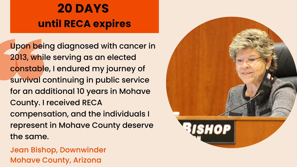 People like Jean show how crucial the Radiation Exposure Compensation Act is. While nothing can bring back the lives lost, or take away the cancers, RECA provides help to people our govt exposed to radiation. @SpeakerJohnson: bring legislation to #SaveRECA up for a vote.