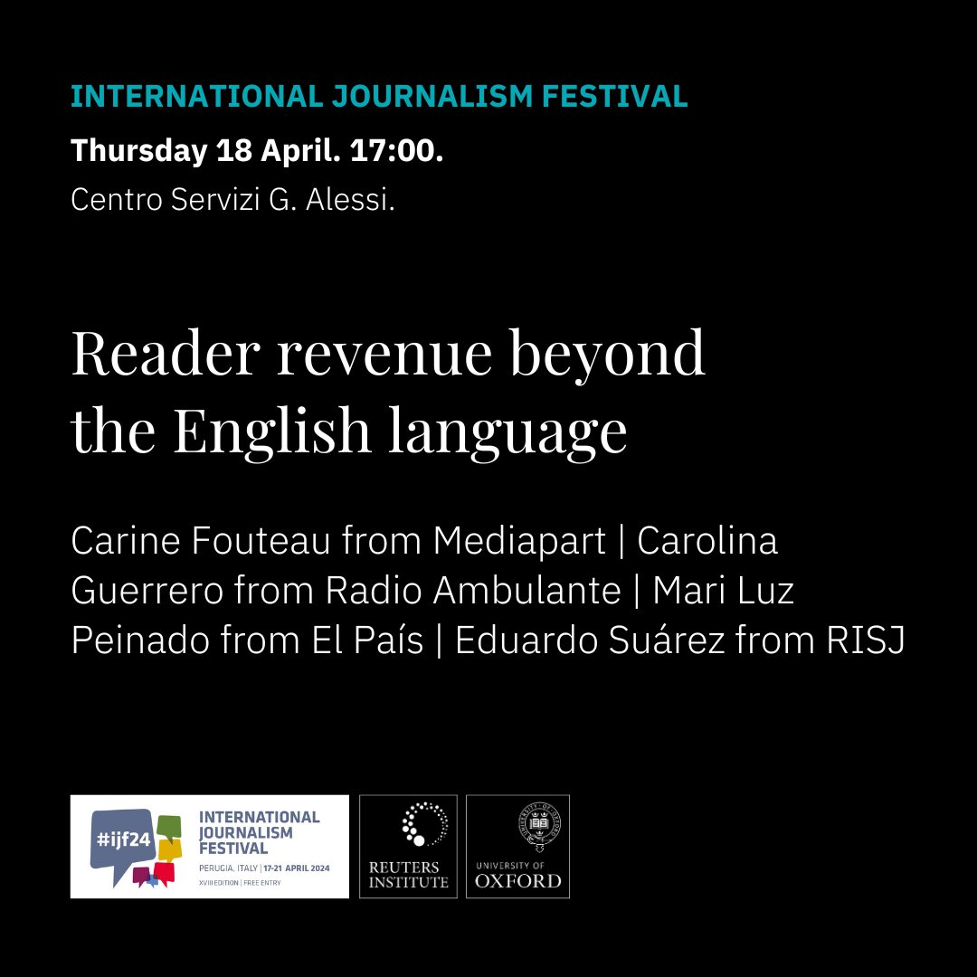 💸Join us now for a talk on reader revenue hosted by our @eduardosuarez with @CarineFouteau @nuncaduermo @mluzpeinado @journalismfest #ijf24