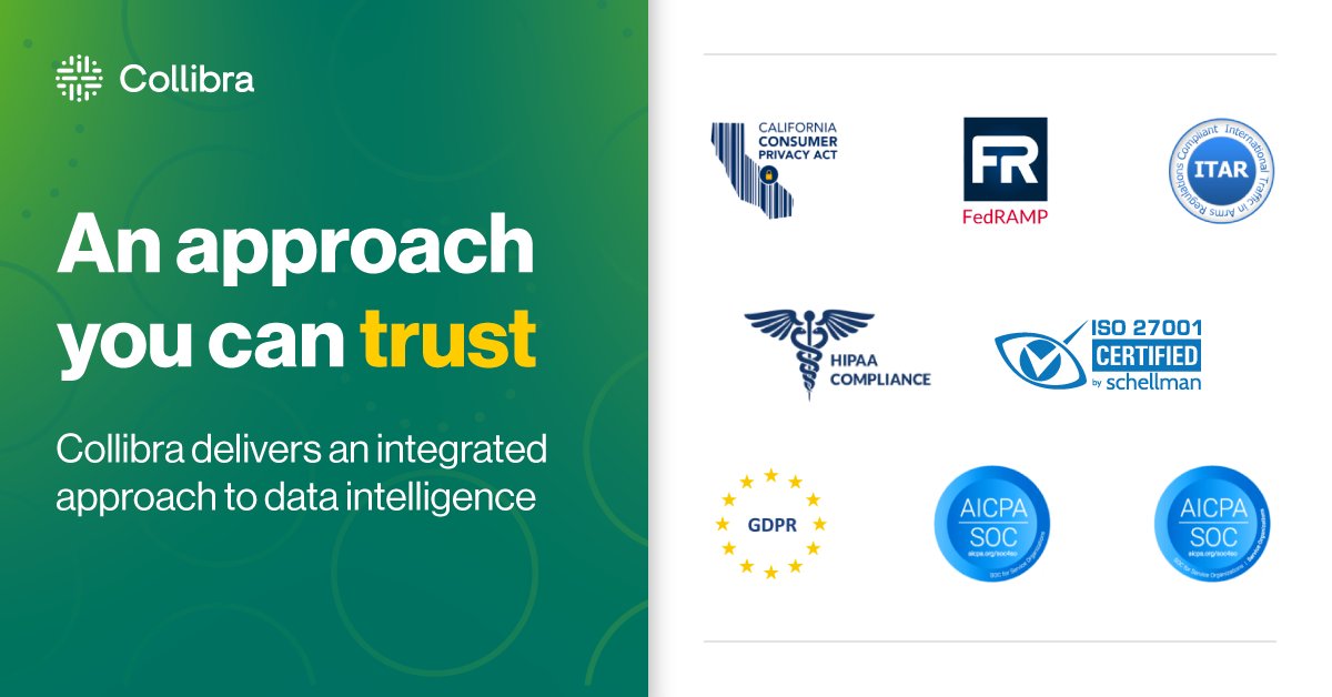 We always advocate for our customers to do more with trusted data, and we're proud to support that with our own trust center. Learn more about our commitment to security, compliance, and governance to empower our customers and beyond: collibra.com/us/en/company/…