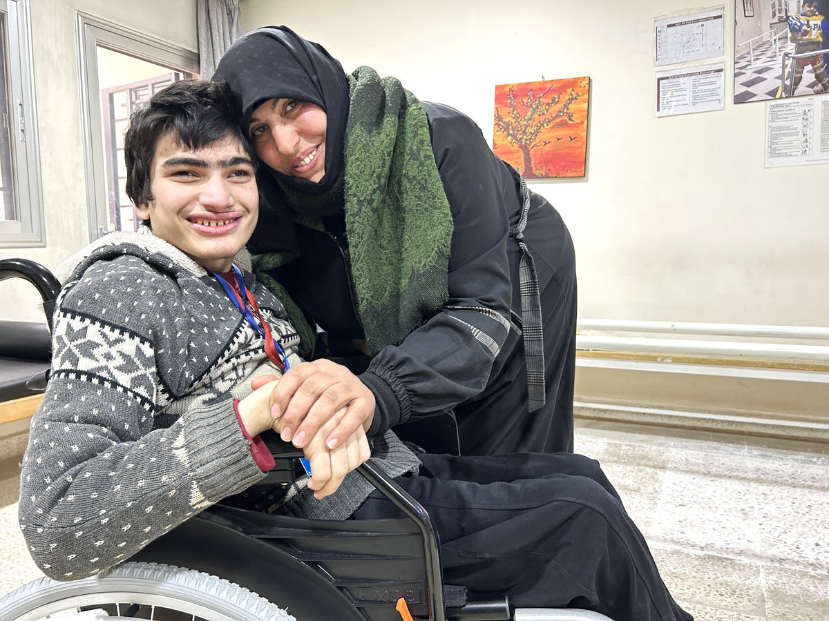 Manar’s love knows no limits! ❤️ She takes care of her son Mohammed who has quadriplegia and calls him a “part of her soul”. Our physical rehabilitation center in #Aleppo helped Mohammed with a wheelchair to facilitate his movement.