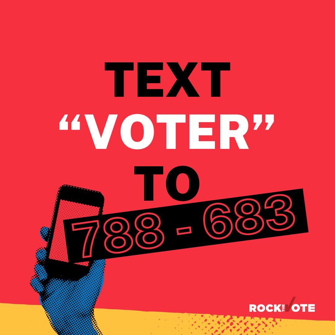 Feeling the pressure about keeping track of your voting schedule? Fear not! Text 'VOTER' to 788-683 and leave the reminders to us! 🗳️✨ #RockTheVote