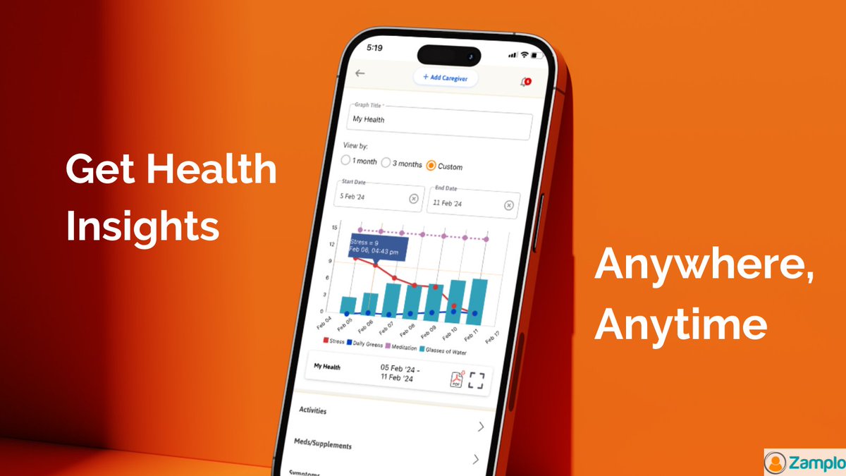 Securely track your health data anytime, anywhere. 

The Zamplo App lets you track and monitor your health from any device and view insights from it.

To get started using the Zamplo App, visit hubs.ly/Q02sshZm0
