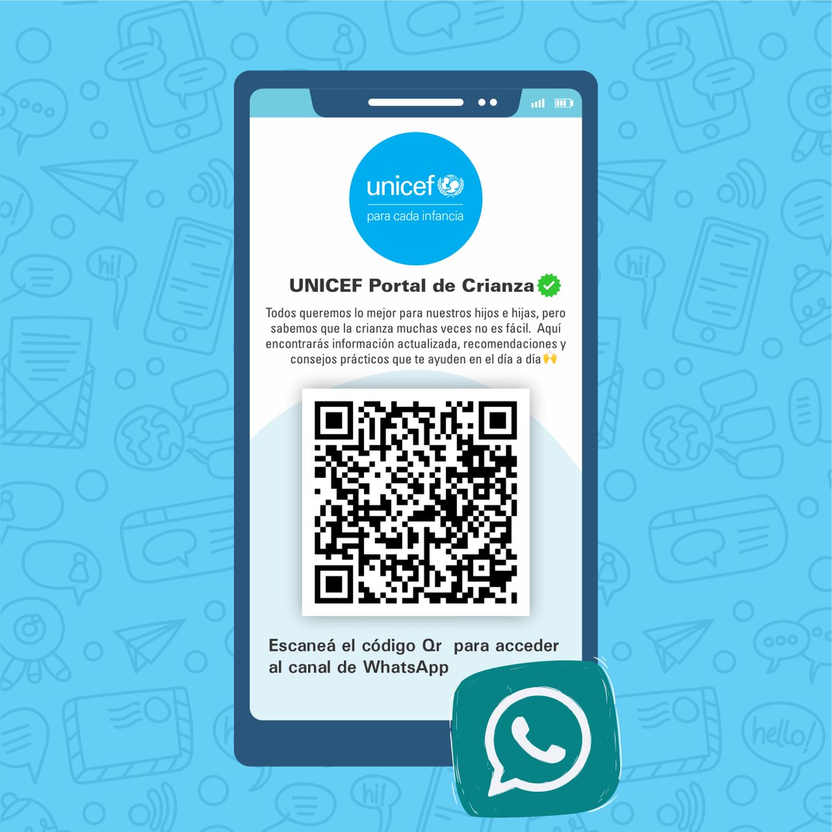 📲Compartimos el Canal de WhatsApp: “UNICEF Portal de Crianza” p/ la región de América Latina y el Caribe, con información y consejos prácticos p/ brindar a nuestros hijos e hijas el mejor comienzo en la vida. ➡️whatsapp.com/channel/0029Va… #paracadainfancia,cuidados #UNICEF